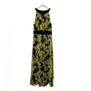 Joseph Ribkoff Black and Yellow Floral Maxi Dress- size 14